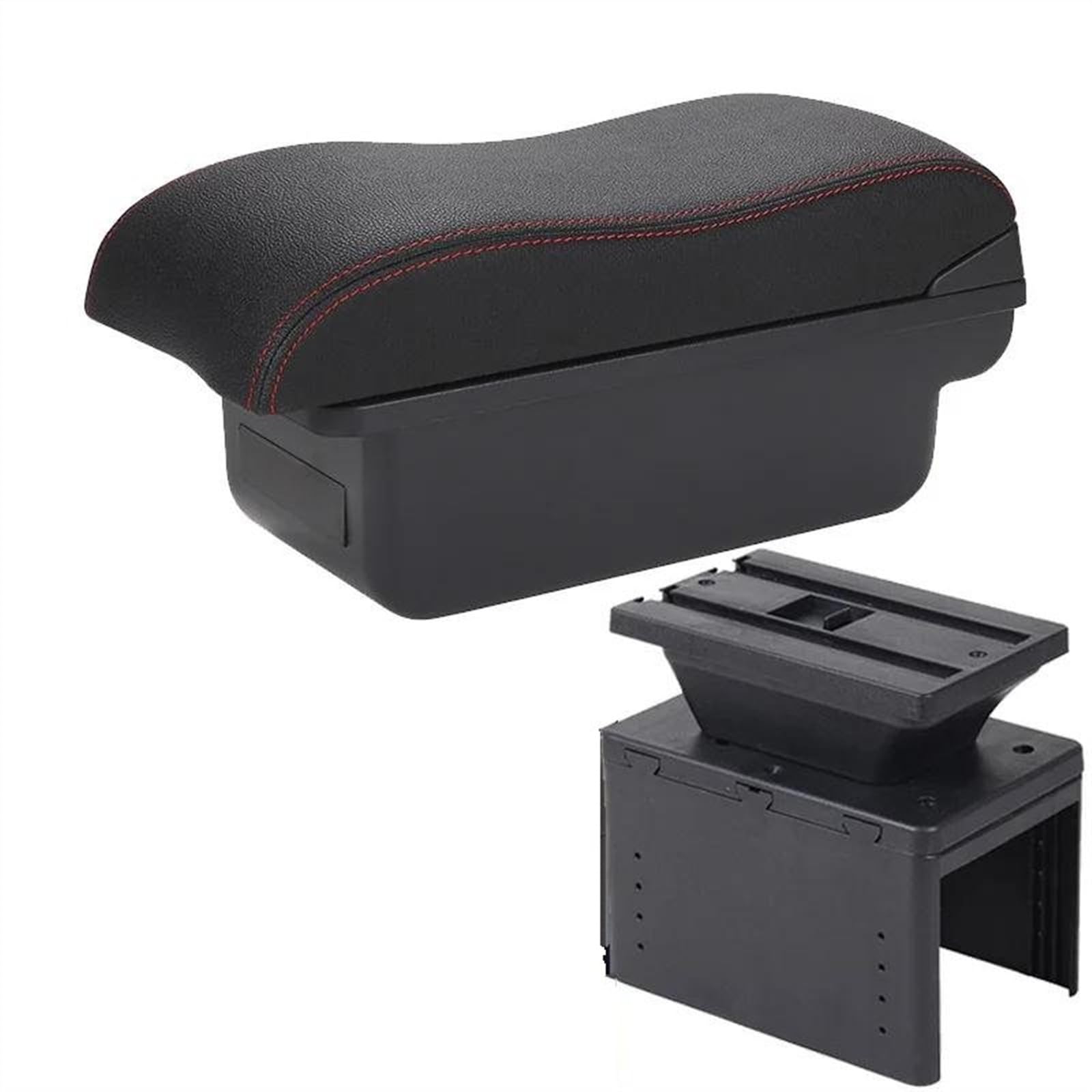 NOHEEU Car Center Console Armrest Box Storage Accessories For Hyundai I20 2021 2022(C1 Black red NO USB)