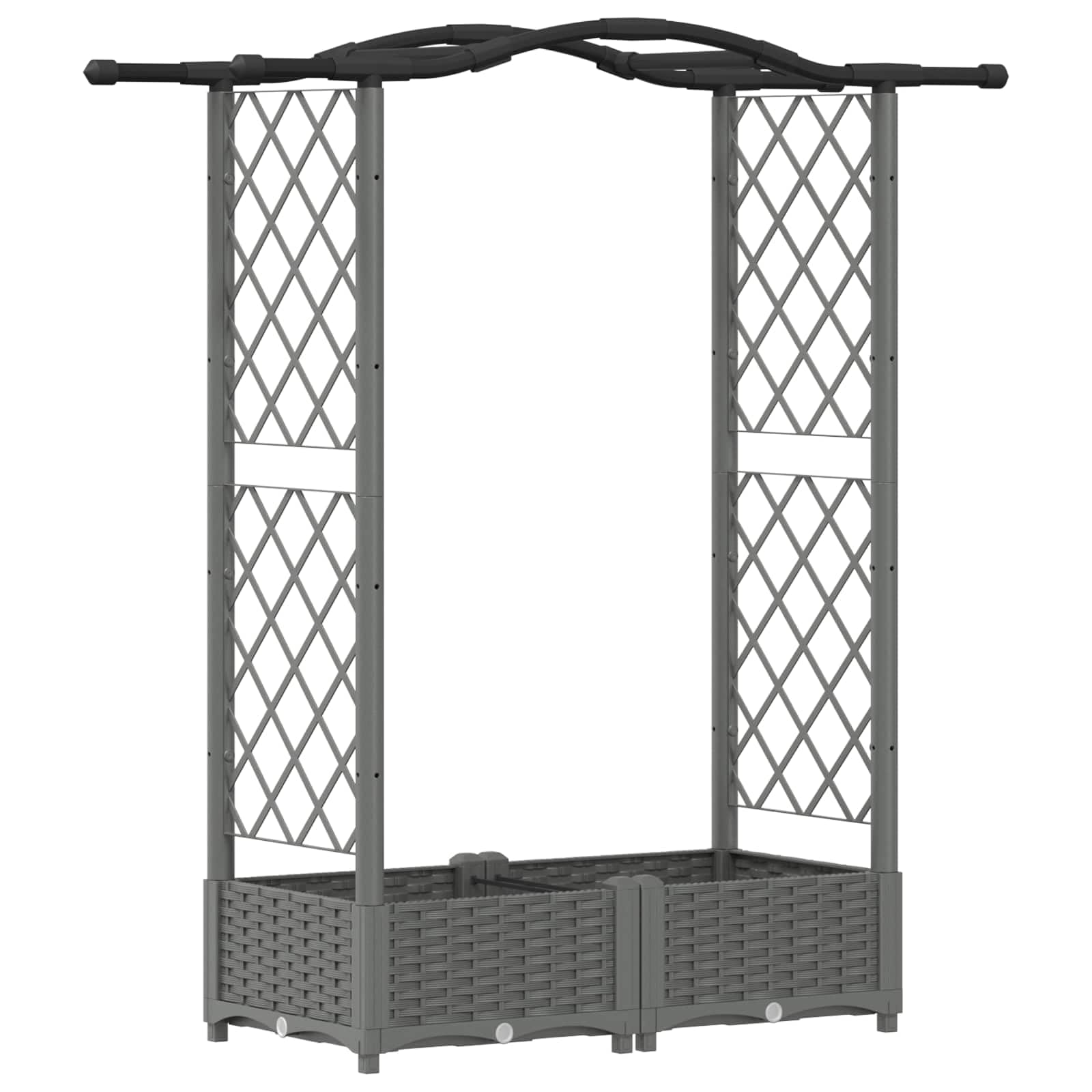 Aiuola rialzata con traliccio e tetto, grigio chiaro, 124 x 40 x 123 cm, in polipropilene
