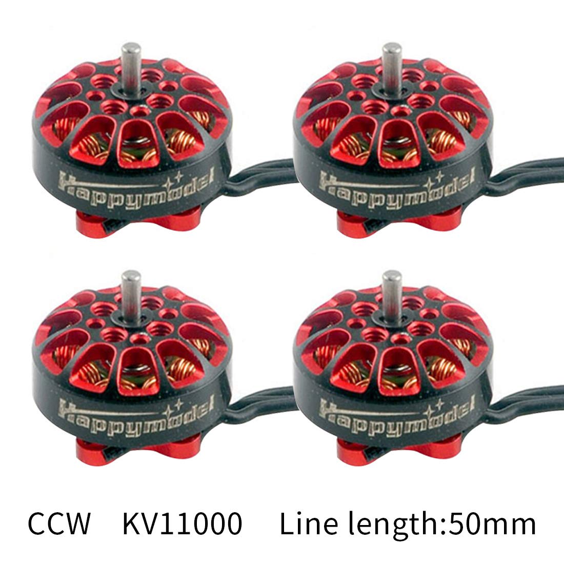 HAPPYMODEL 4PCS / 1Piece EX1203 11000KV 1S Longitud de la línea del Motor sin escobillas 70 mm / 50 mm, 1,5 mm Eje CW CCW para palillo de Dientes FPV Racing Drone 1S de 3 Pulgadas (50mm,4Pcs CCW)