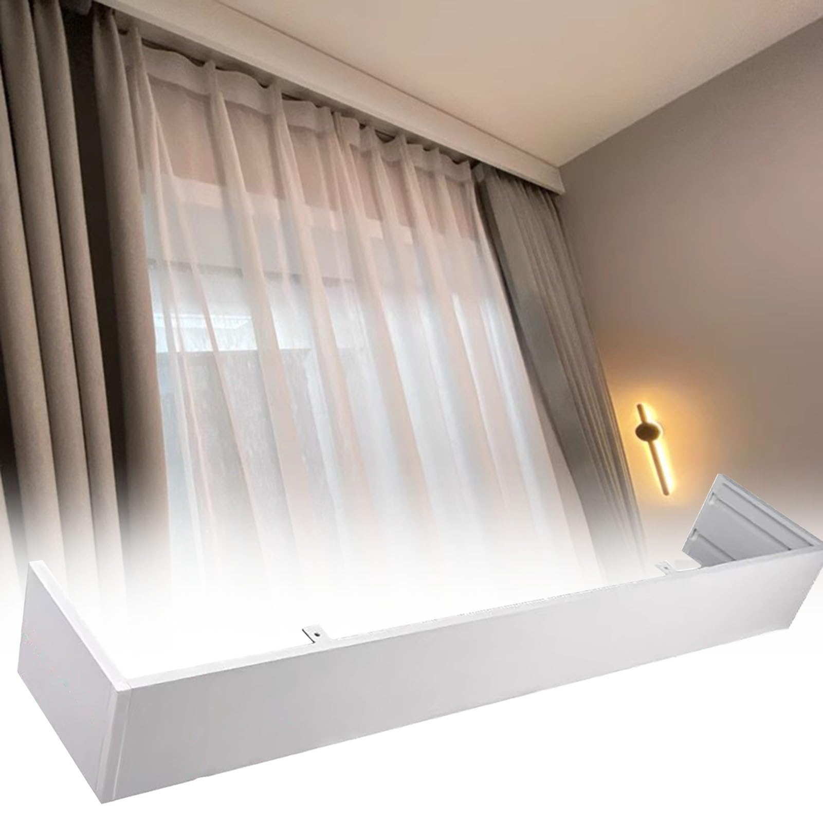 LYMSXAZOU Blackout Window Curtain Pelmet Panel for Single/Double Track & Rod Ceiling Mounted Valance Baffle 1.8m (5.9ft) Ideal Light Blocking Home Décor