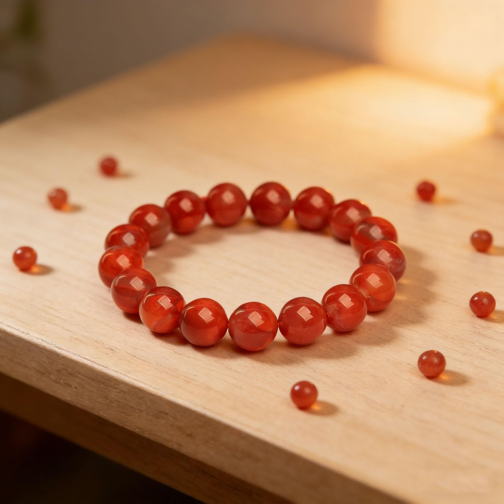 Pulsera clásica de ágata Nanhong: Piedra Preciosa roja Tradicional China para Fuerza y ​​armonía, Regalo de joyería con Cuentas elásticas para Mujeres y Hombres Fengshui,7MM