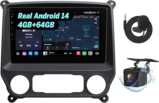 Eonon 10.1 Inch Car Stereo for Chevy Chevrolet Silverado/GMC Sierra 2014-2018, 2015 Silverado Radio CarPlay & Android Auto Head Unit, Android 14 Car Radio with Bluetooth 5.4, SWC, 4+64GB - GMSX7A