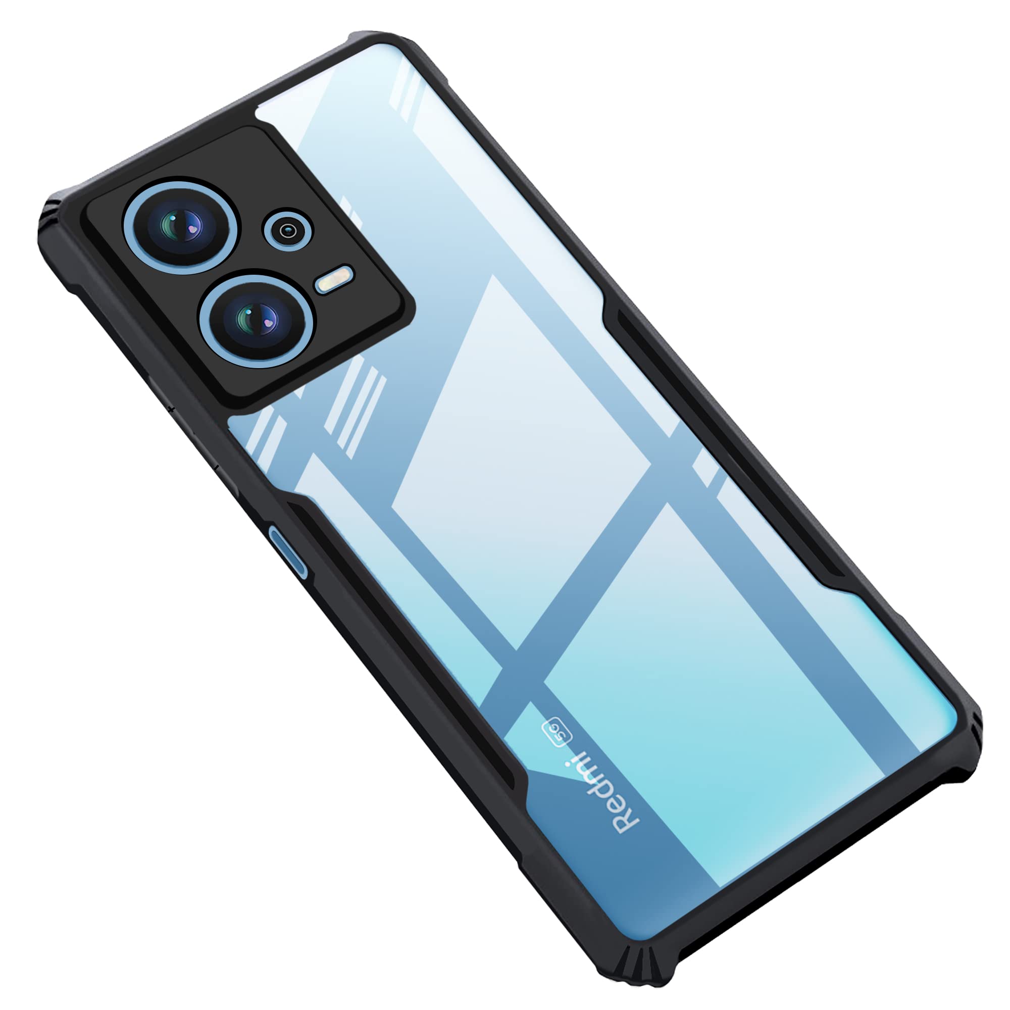 CEDO Redmi Note 12 (5G) Back Case Cover | Camera Protection Shockproof Bumper-Edge | Acrylic Crystal Clear 360 Degree Protection TPU+PC | Transparent Eagle Back Case Cover (Black) (B0BX94LH7X) Amazon Price History, Amazon Price Tracker