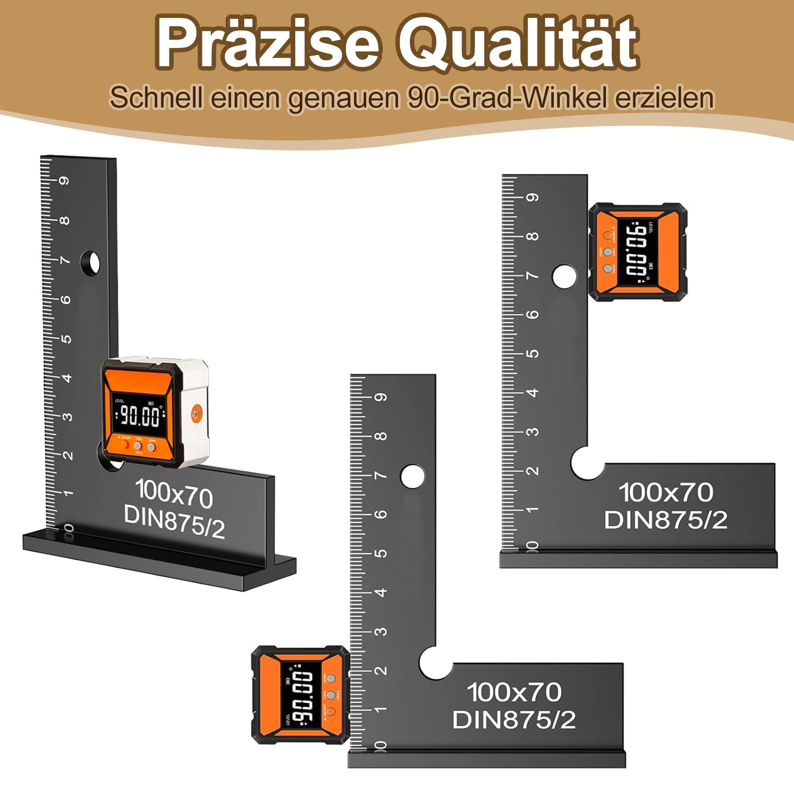 Schlosserwinkel Set 2 Stück, 90° Anschlagwinkel mit Größen 100 x 70mm und 150 x 100mm – für präzise Arbeiten im Metallbau und Werkstatt