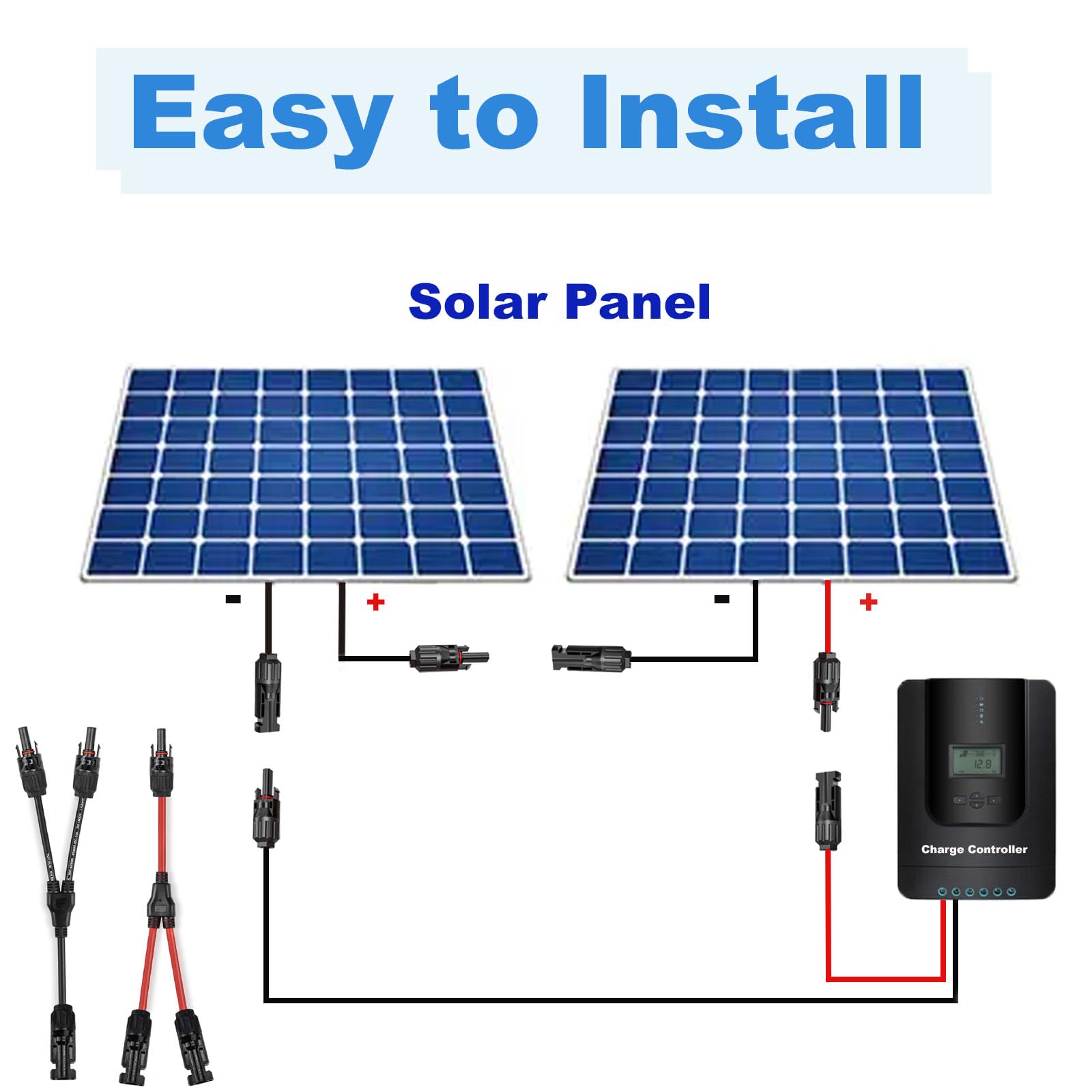 Cikonielf câble adaptateur solaire 1 paire de fils de panneau solaire