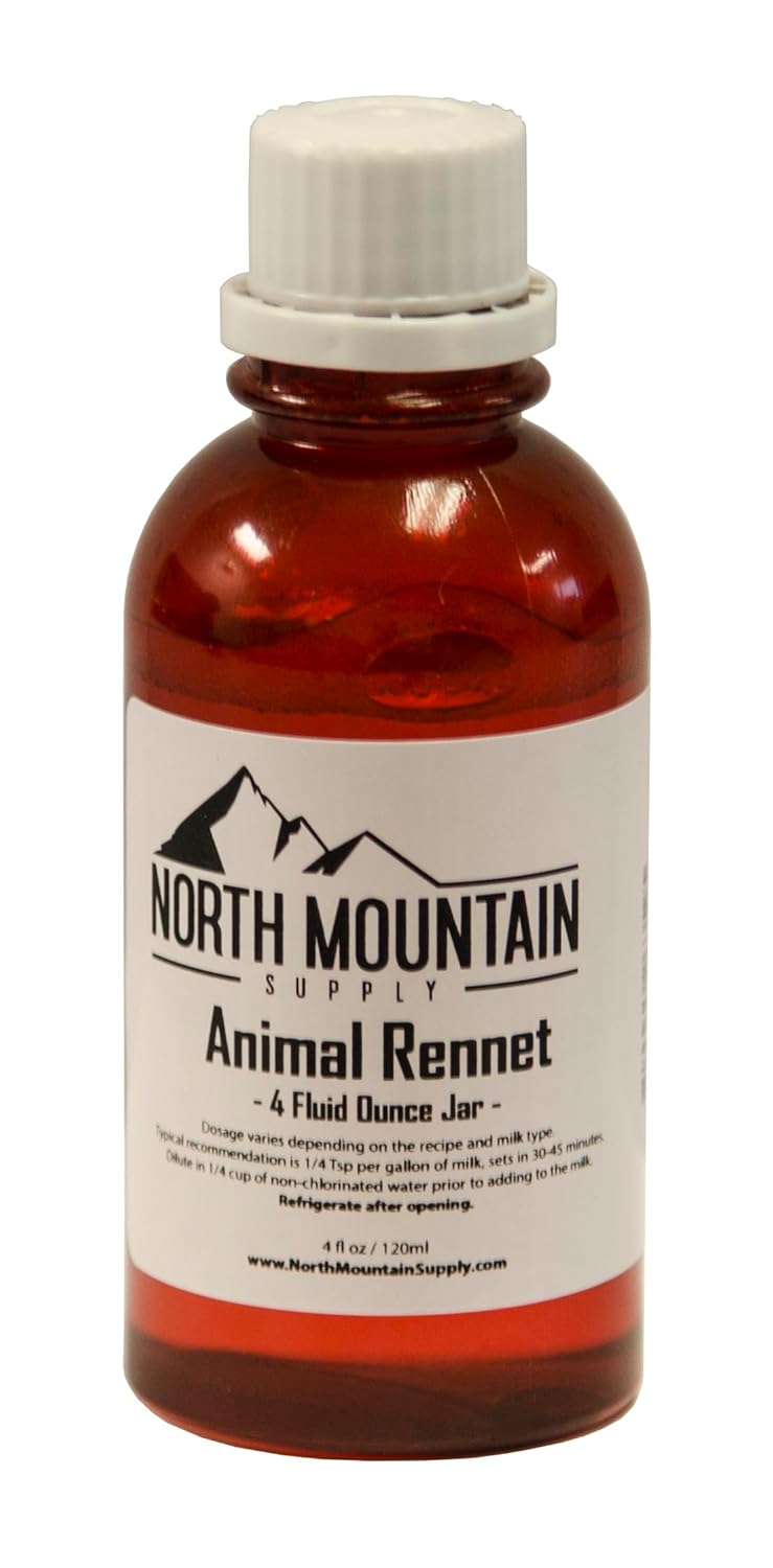North Mountain Supply Professional Quality Liquid Calf Rennet – Animal Rennet for Cheese Making – 4 Fluid Ounces North Mountain Supply Professional Quality Liquid Calf Rennet – Animal Rennet for Cheese Making – 4 Fluid Ounces
