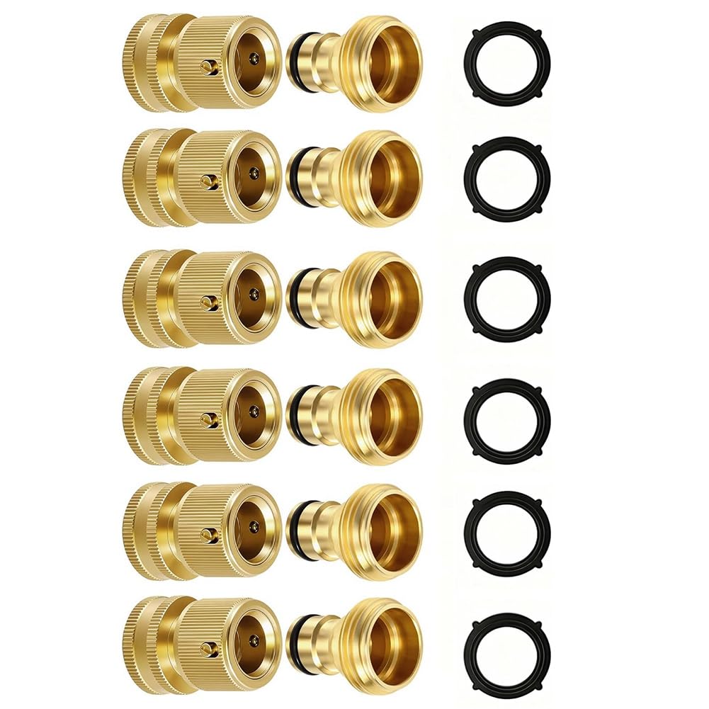 Aundhegrtt Women's As Shown Quick Connect Hose Fittings Design Universal Fit 3/4" Ght Solid Brass Garden Hose Connectors For Instant Connection