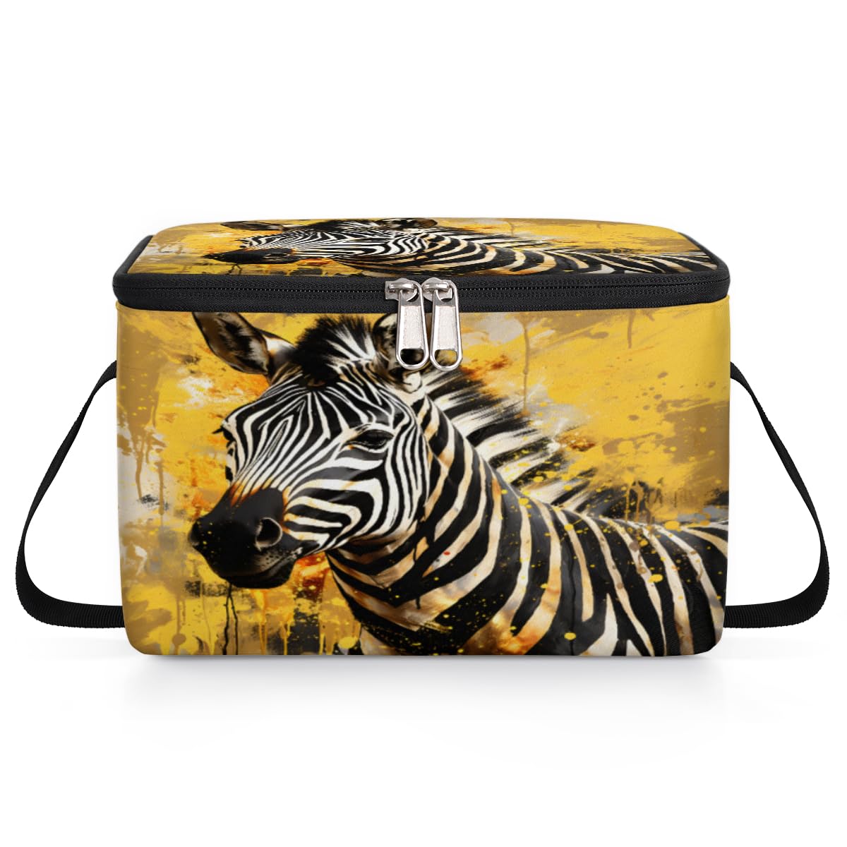 GzLeyigou Zebra Painting Lunch Bags for Women Men 9 Cans, Hot & Cold Food Delivery Bag Insulated Grocery Bag Insulated Lunch Box Zebra Cooler Bag for Office Work Picnic Beach