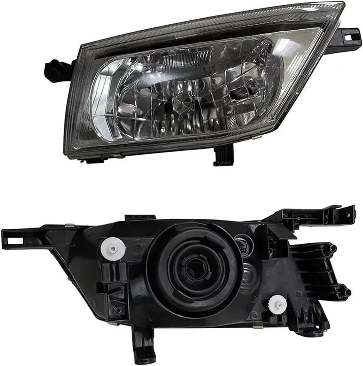 Rear view of a single LBAXSXP headlight assembly showing mounting points and bulb sockets