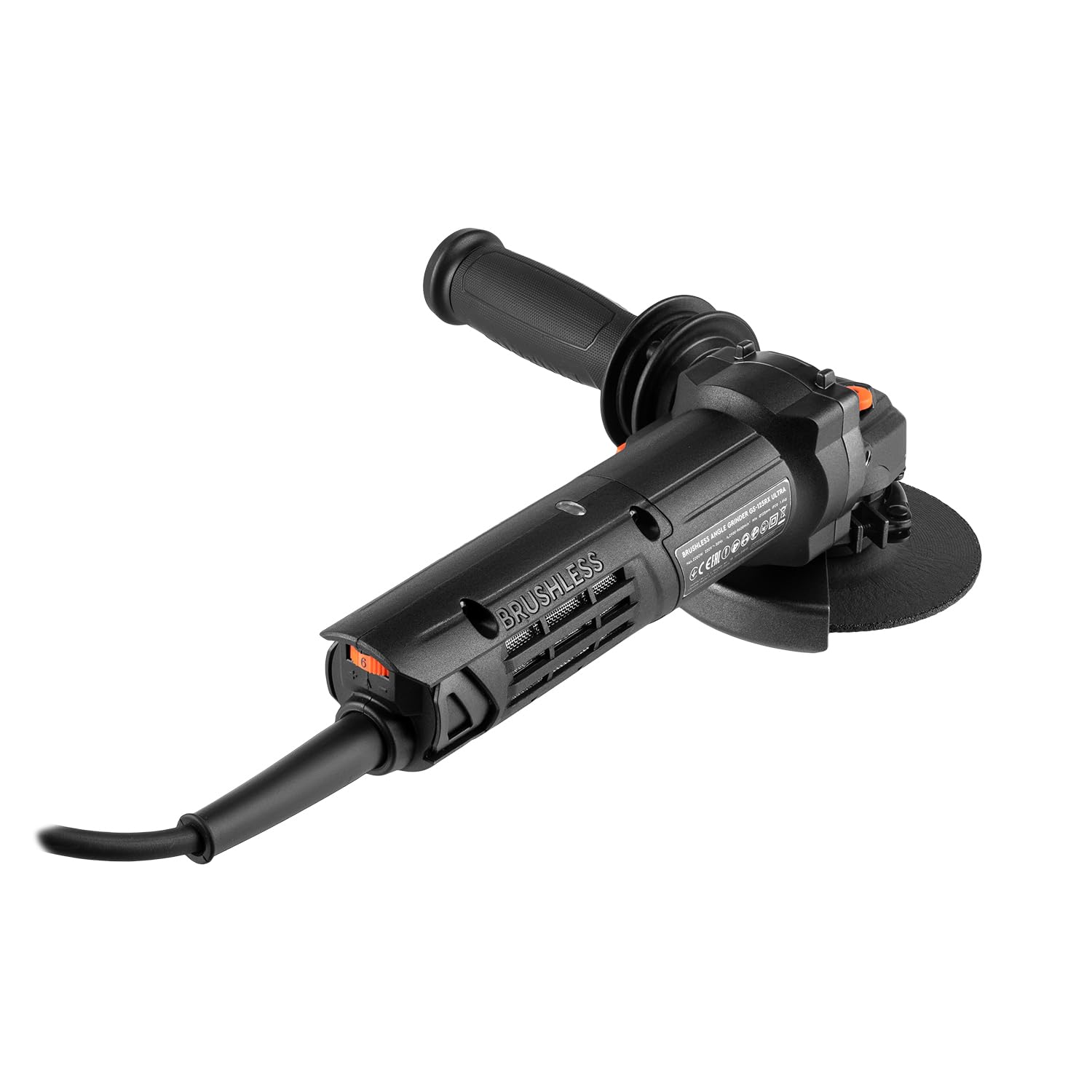 Amoladora Angular Brushless 2200W, Disco 125mm, Velocidad Variable 2.900-9.600 rpm, Arranque Suave, Kickback Control, para Cortar, Desbastar y Lijar. GS-125RX Ultra