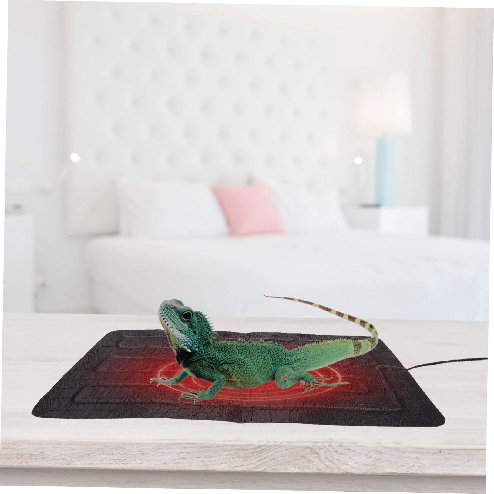 ifundom Almohadilla Térmica Eléctrica Portátil, de Cuero Negro Control de Temperatura USB para Reptiles y Mascotas Pequeñas Adecuado para Terrarios y Uso al Aire Libre