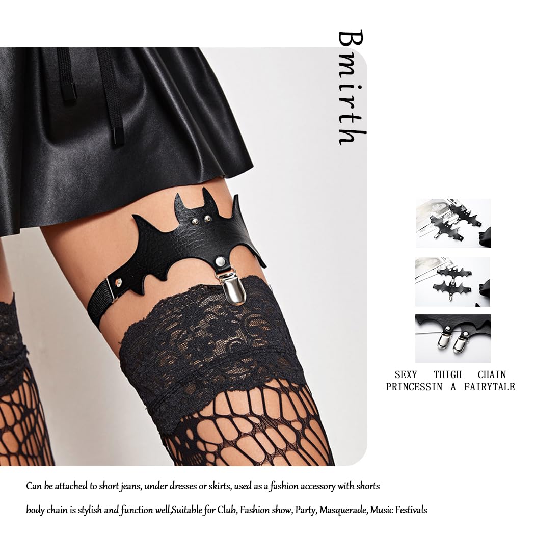 Amazon.com: Bmirth Sexy Leg Garters Halloween Bat Thigh Garter Punk Belt  Harness Gothic Leather Body Chain with Anti Slip Clips 2PC (Garter) :  Clothing, Shoes & Jewelry