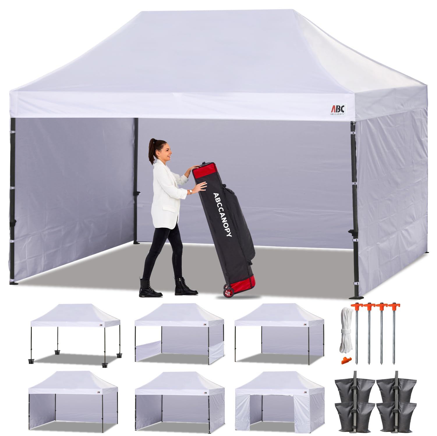 ABCCANOPY Heavy Duty Ez Pop up Canopy Tent with Sidewalls