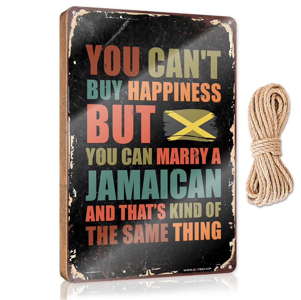 FZFN Wall Hanging Decor Men You Can'T Buy Happiness But You Can Marry A Jamaican Wooden Sign Hanging Signs For Home Decor Outdoor Wall Decor(23X35CM)