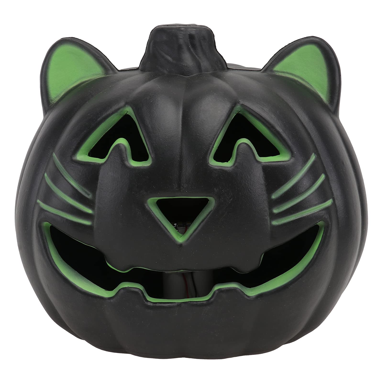 SHERCHPRY Halloween Pumpkin Night Light, Cat Face LED Lamp, Black Plastic, Tabletop Decor for Living Room, 22x20cm