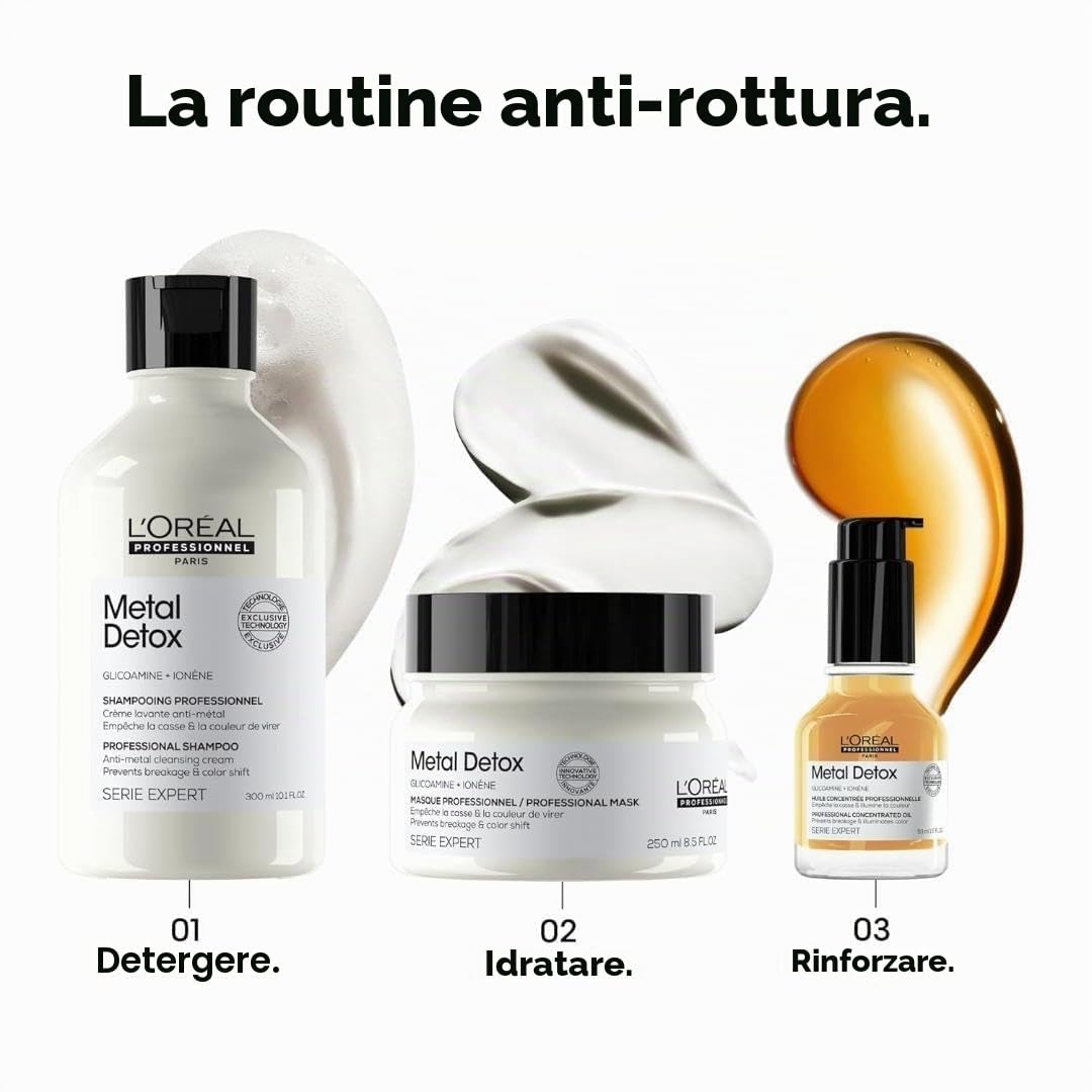 L'Oréal Professionnel Paris, Shampoo Ristrutturante per Tutti i Tipi di Capelli + Maschera Ristrutturante per Tutti i tipi di Capelli + Olio Professionale Concentrato Per Tutti I Tipi Di Capelli