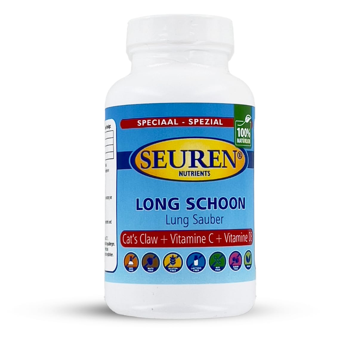 Nutrientes Seuren | Pulmón limpio Uña de gato + Vitamina C + Vitamina D3 | 200 cápsulas Para el sistema inmune.