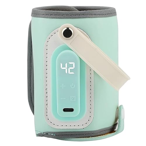 Calentador de biberones, temperatura ajustable PU portátil calentador de biberones con mango 21w pantalla digital recargable esencial para bebé