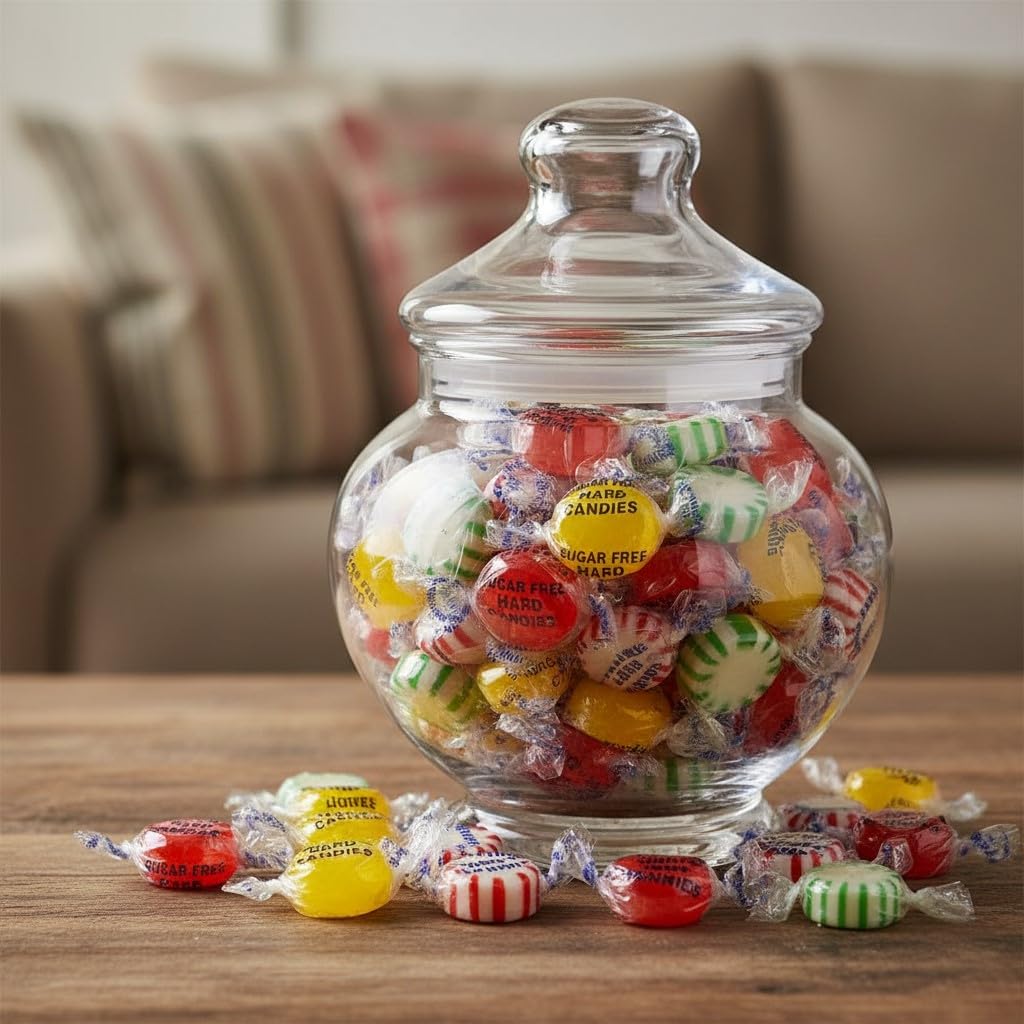 SweetGourmet Sugar-Free Hostess Mix Hard Candy, Assorted Flavors (Lemon, Peppermint, Butterscotch, Cinnamon, Spearmint), 4 Pound Bag, Individually Wrapped