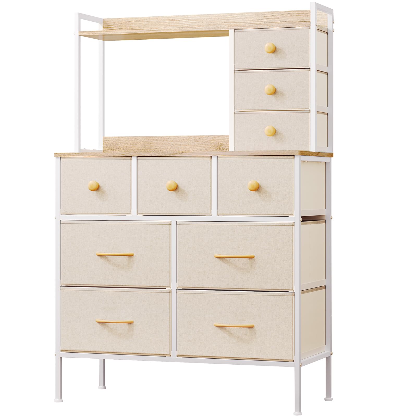 Mintnook Chest of Drawers for Bedroom, 80cm Wide Dressing Table with 10 Drawers, Tall Chest of Drawers with Handles, Multi-Purpose Storage Cabinet, Clothes Storage, Organizer Unit, Beige