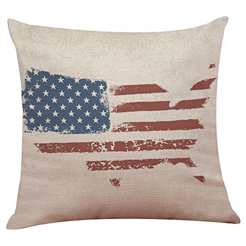 Loolik Fundas de Cojines,Bandera Americana Fundas de Almohadas Algodón de Lino Sofá Cojín Cubierta Decoración para Home Size 45 x 45 CM (A)