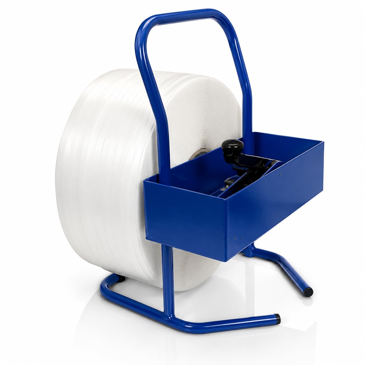 Textil-Umreifungsset 16 mm komplett mit Abroller, Bandspanner, 850 m Polyesterband, 500 Klemmen, 100 Kantenschutzecken & Handschuhen – Für Paletten, Versand & Lager