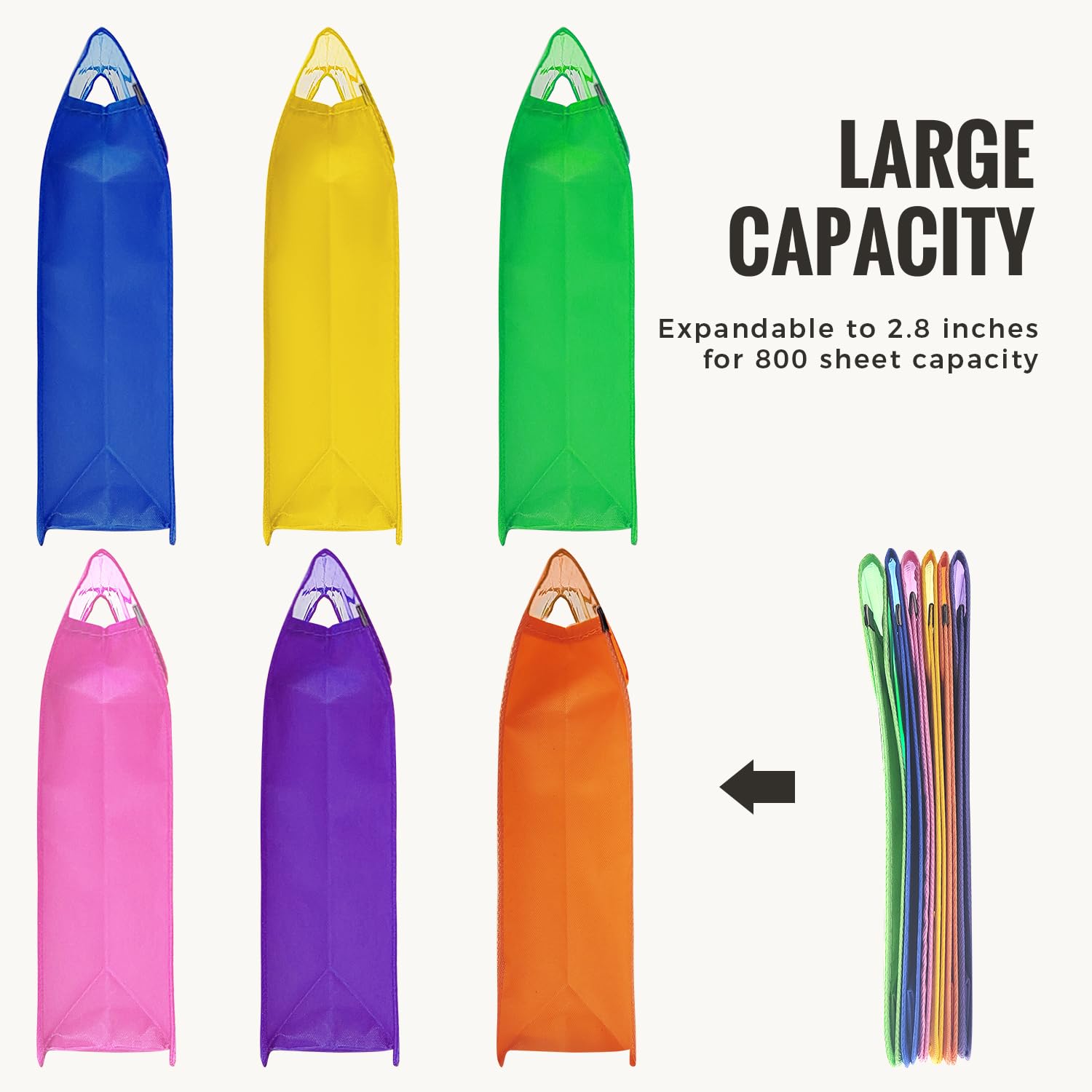 Cartella portadocumenti espandibile, in plastica, per documenti, con chiusura a scatto, impermeabile, trasparente, grande capacità, adatta per lettere/formato A4 (confezione da 12)
