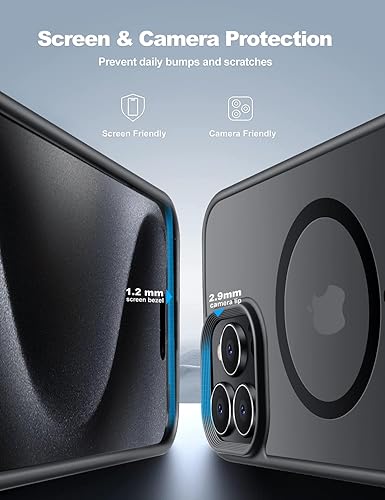 Miniatura 8 de Tigowos Funda compatible con iPhone 15 Pro, compatible con MagSafe de 10 pies, resistente a las caídas, con sensación de piel mate, cubierta trasera