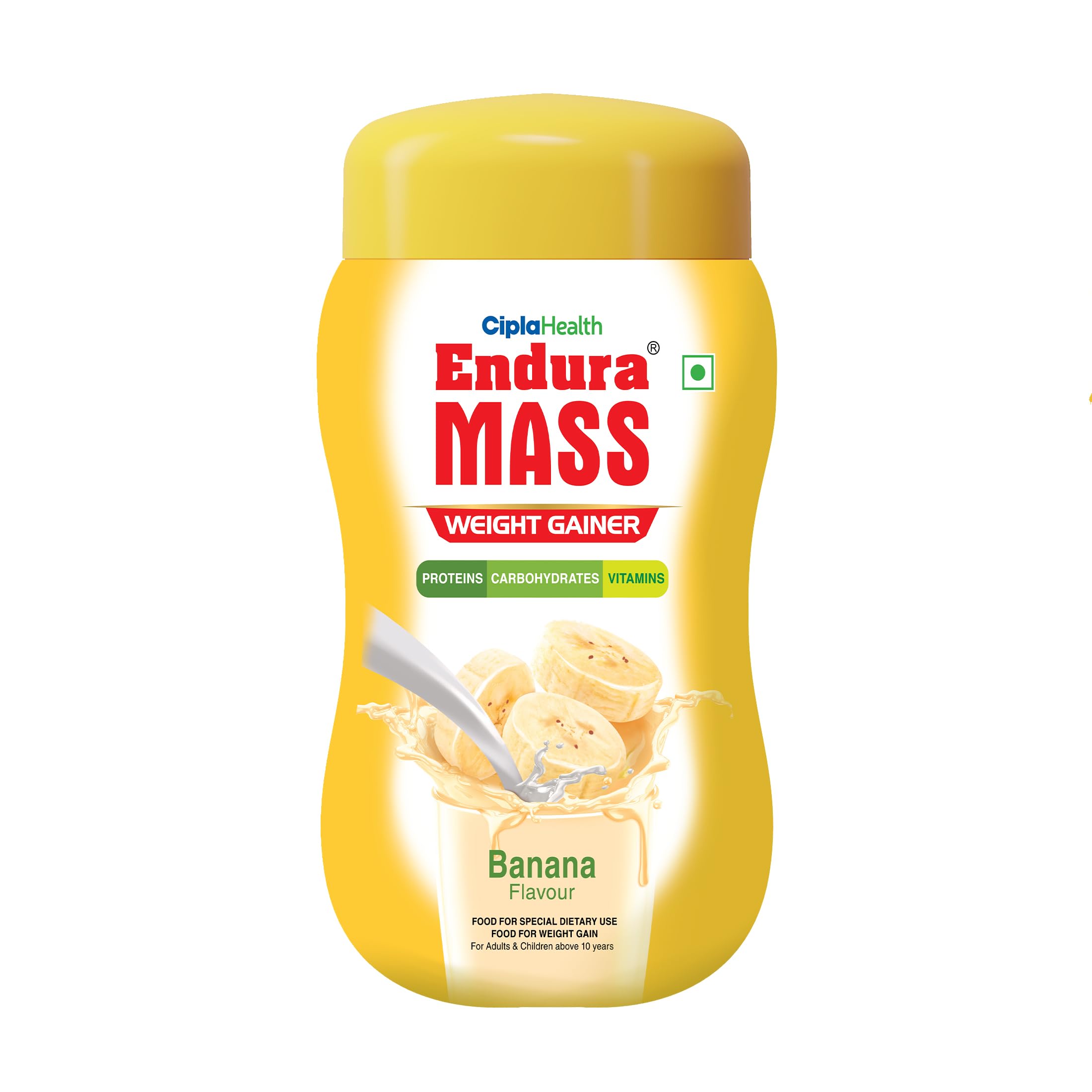 Endura Mass Weight Gainer Powder 500g Banana Flavour | Unique blend of 3 Sources of Protein, Carbs, Vitamins & Essential Minerals | Ideal for Children Above 10 Years, Men, Women & Athletes