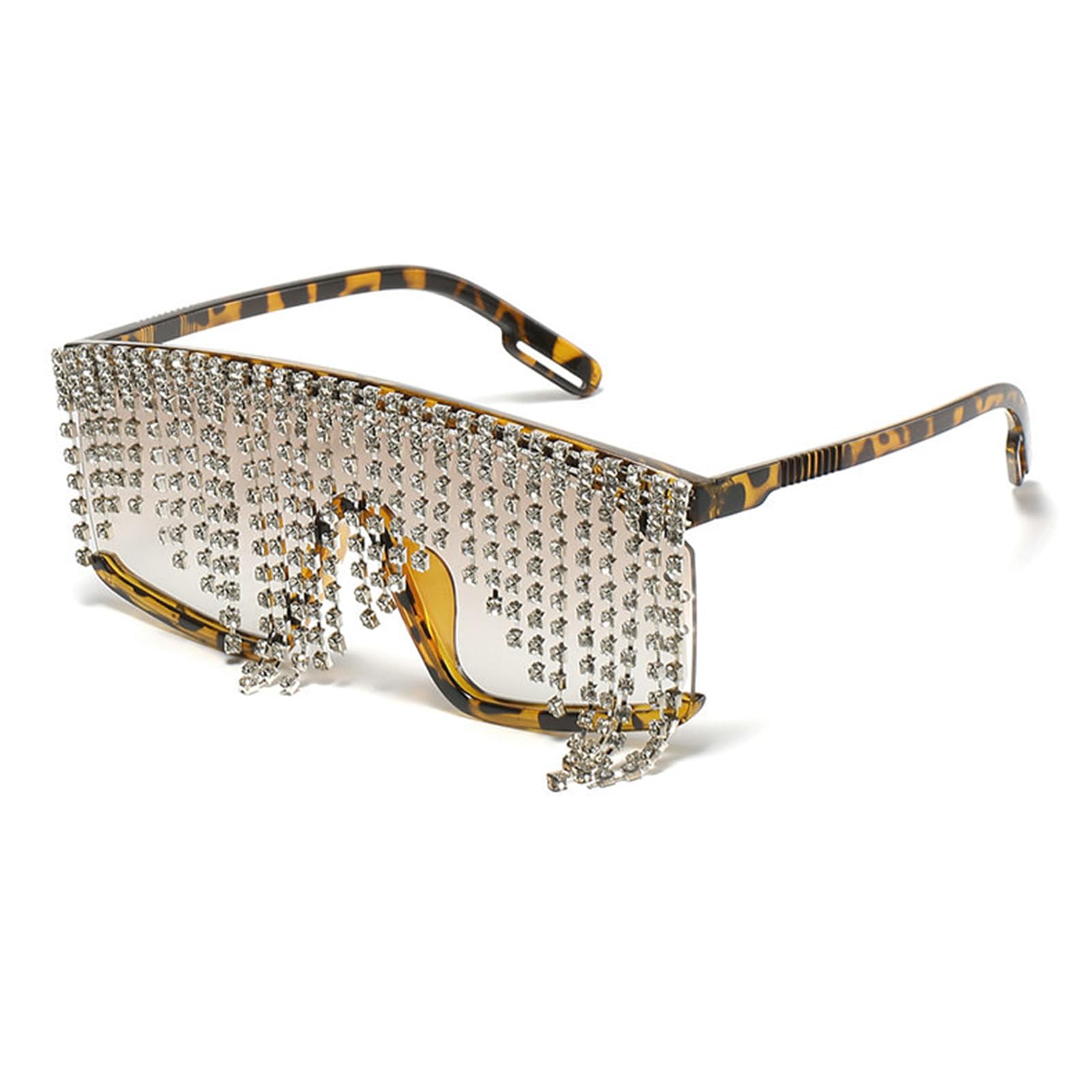 willochra Flat Top tassel Sunglasses Rhinestone Sun Glasses Diamond Party Eyeglasses Shades for Women UV400