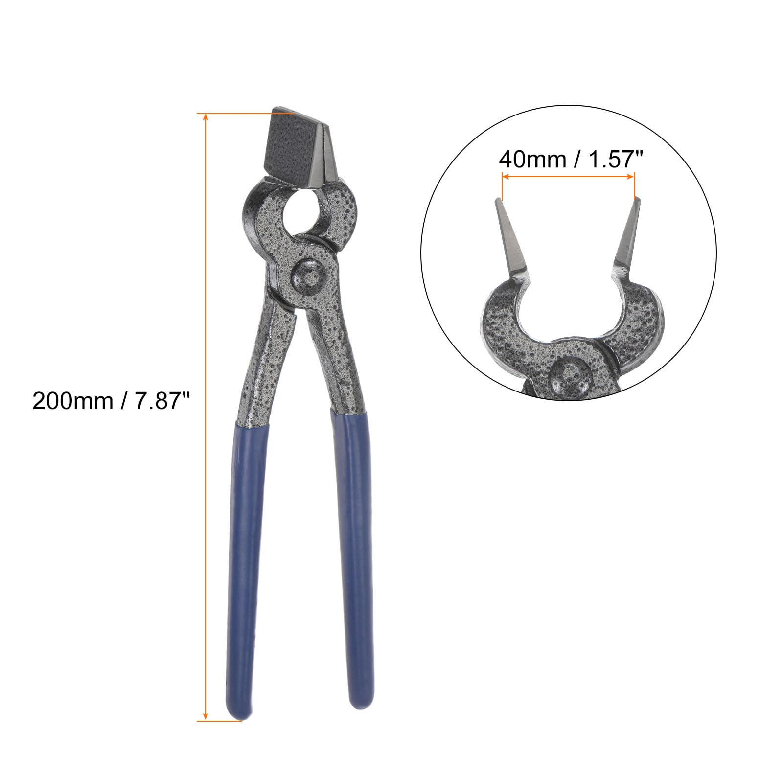 sourcing map Cuero Artesanía Aplanar Alicate, Recto Cabeza Cuero Borde Ajuste Presione Aplanar Alicates Carbono Acero Corte Lateral Tijeras Ras Alicates para Bolsa Cinturón Cartera, 40mm Ancho