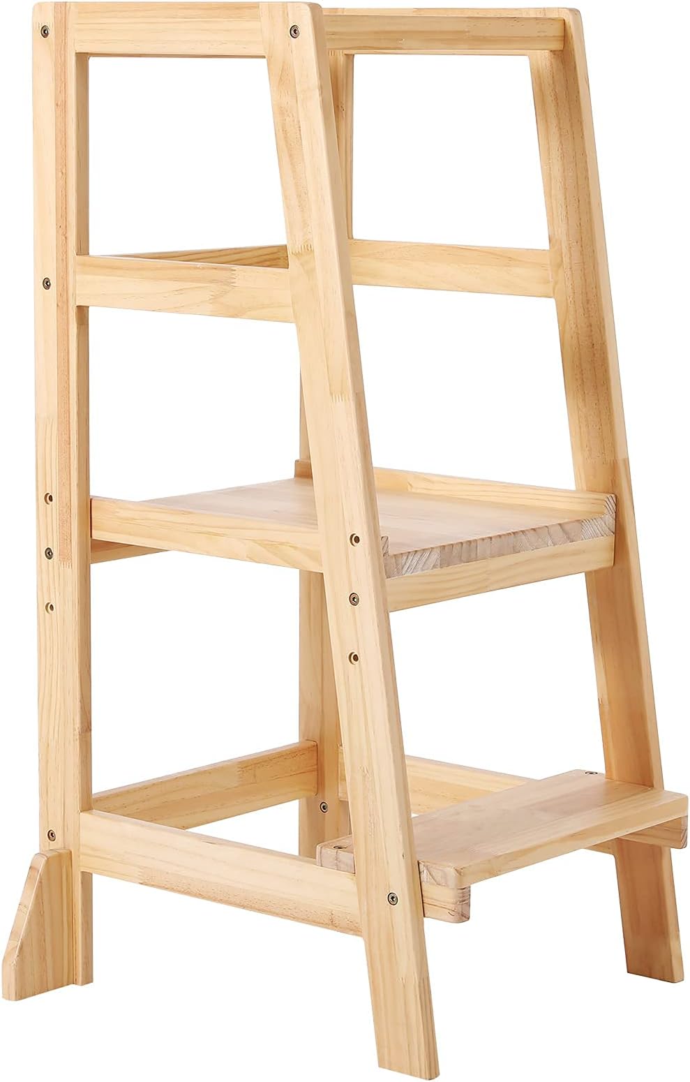 Toddler Learning Tower, Adjustable Kitchen Step Stool with Safety Railing, 3 Adjustable Heights Step Tower for Toddlers Over 18 Mouths, Kids Stool Helper for Kitchen and Bathroom