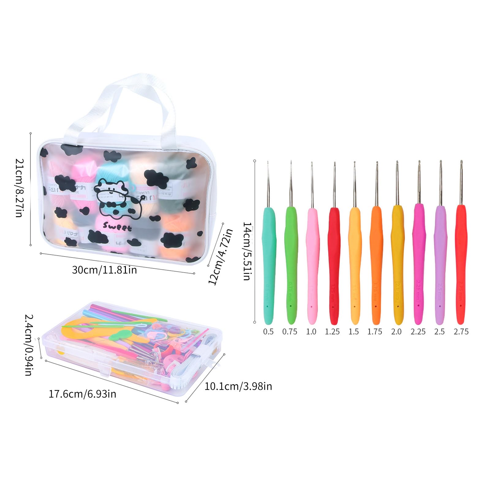 Juego de ganchos de ganchillo para adultos, kit de herramientas de ganchillo para niños, kit de herramientas de tejer para principiantes con estuche