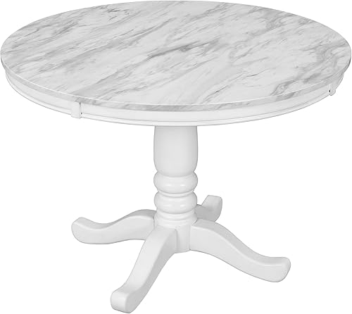 Miniatura 6 de Harper & Bright Designs Juego de mesa de comedor – Juego de comedor redondo de 5 piezas con 4 sillas de madera Blanco,Azul antiguo,Blanco