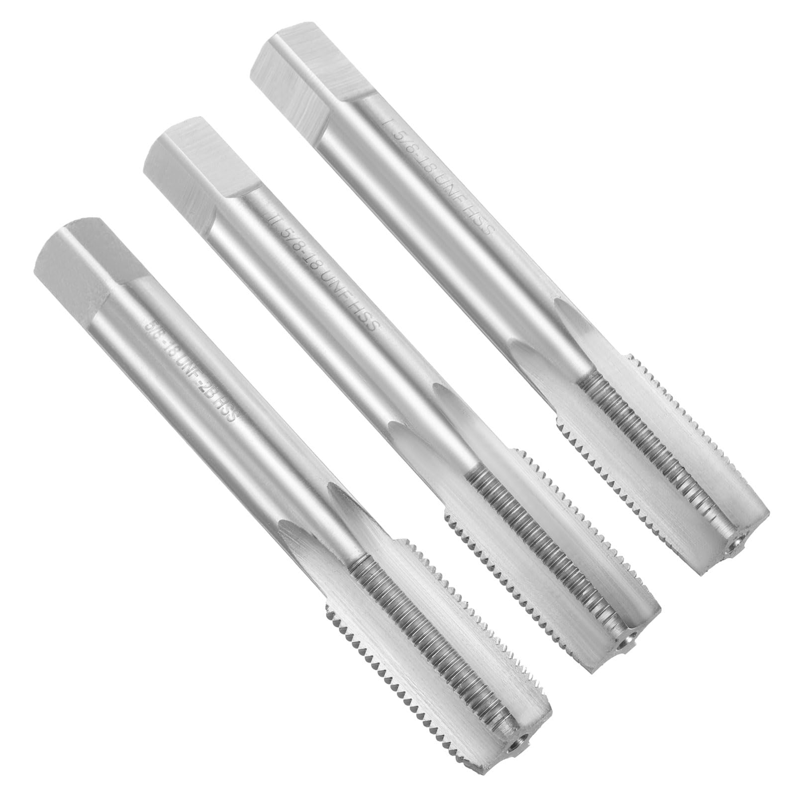 sourcing map Juego de 3 grifos de mano, 5/20.3 cm-18UNF Tap/Tapón/rosca inferior, kit de herramientas de roscado manual de acero de alta velocidad