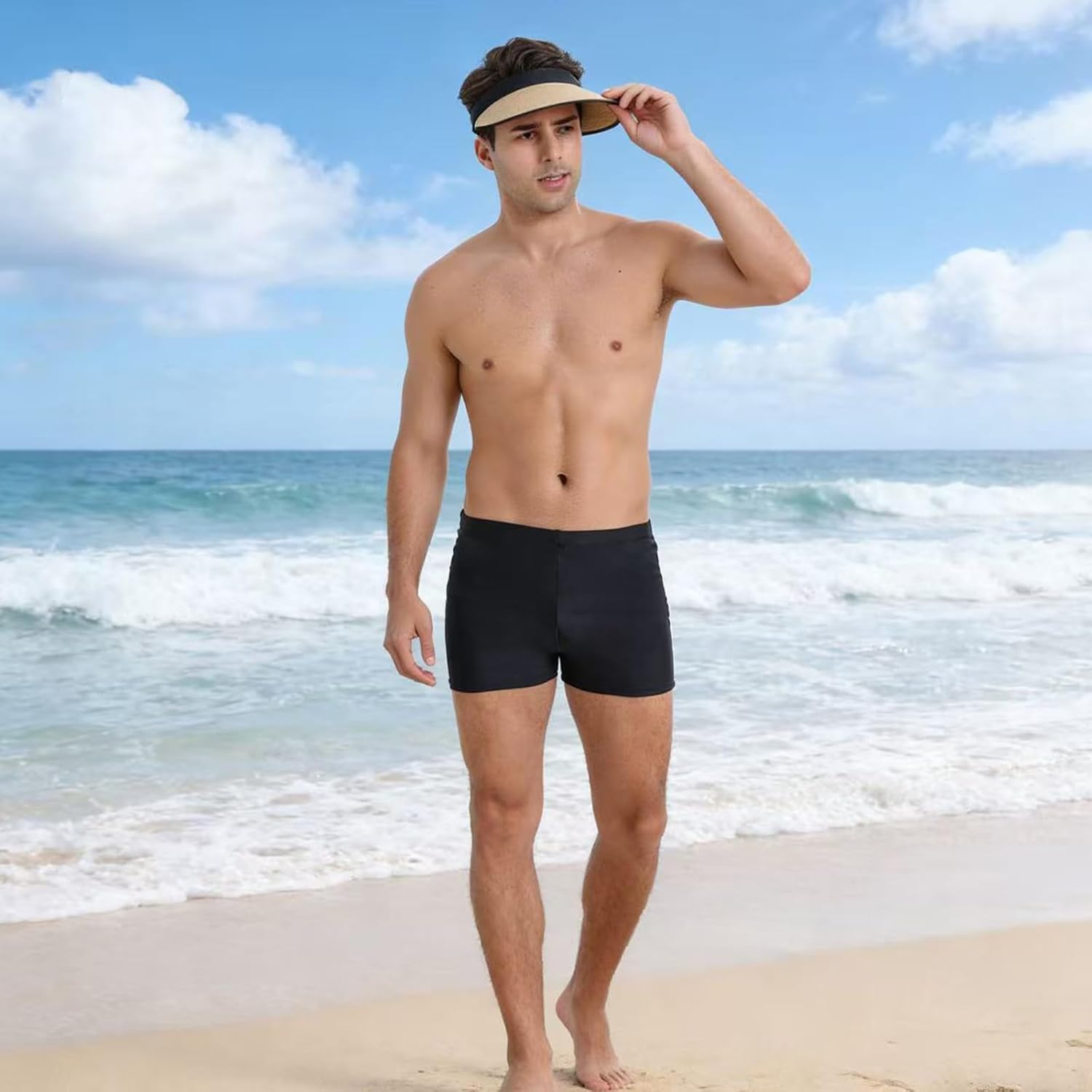 Men Swimsuits Jammer for Swimming,Swim Jammer Men Square Legs UPF50 +,Trunks with Drawstring - Image 2