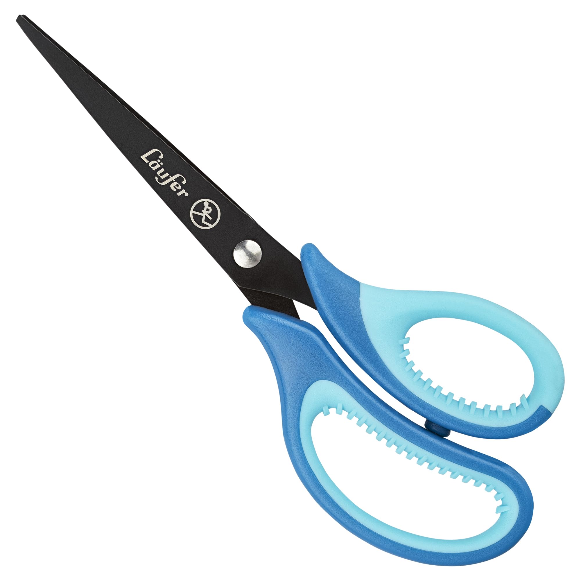 Läufer 87227 Ergonomic School Scissor, Pointed, Crafting Scissors for School from 1st Grade, Dark Blue/Light Blue, for Right-Handed Users