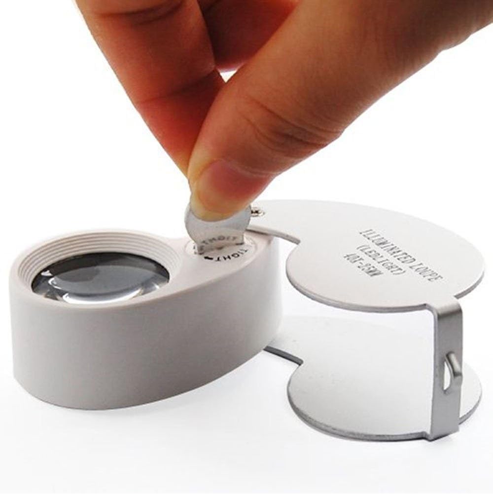 Snowmanna-40x 25mm Illuminated Eye Loupe Jewelry Magnifier Magnifying Glass Jewelry Loupe Tool with Dual Led Lighting (Pink) : Arts, Crafts & Sewing