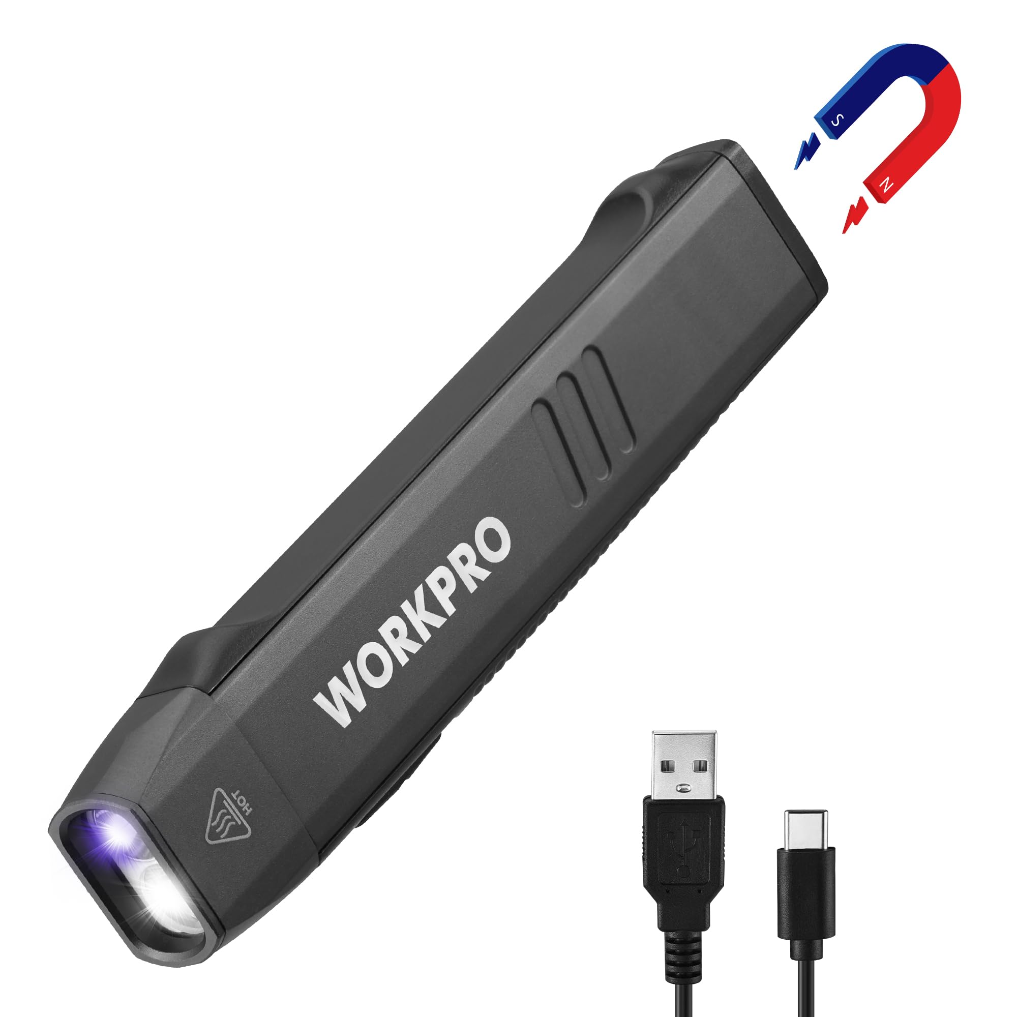 Flashlight, Handy Light, LED Light, Pen Light, Max 1,200 Lumens, Ultra Bright, 365 nm, UV Light, Multi-functional, USB Rechargeable, For Outdoor Activities, Disaster Prevention, Power Outages