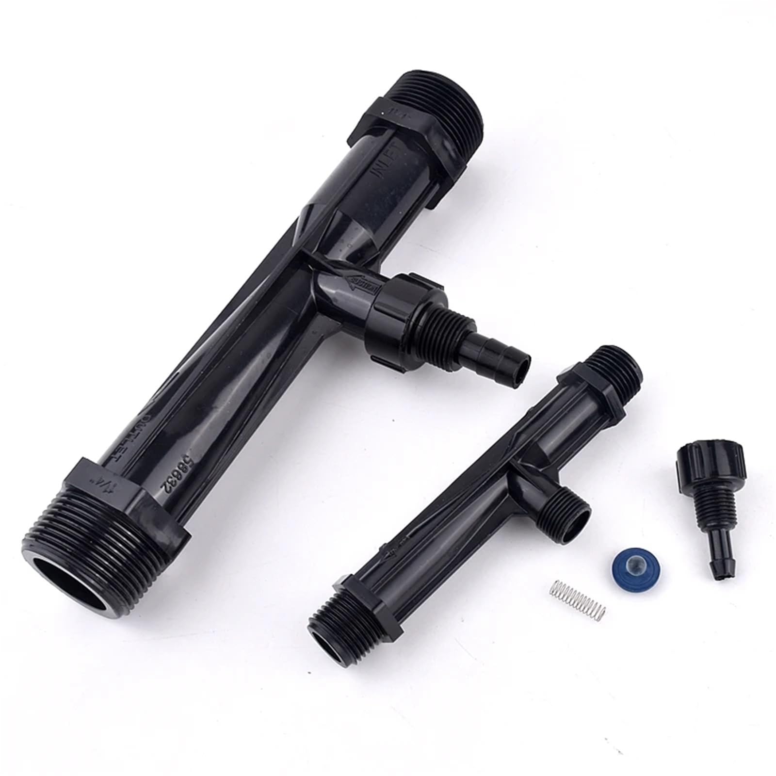 1 inyector de fertilizante Venturi de rosca macho de 1/4 a 2 pulgadas, sistema de riego Venturi, jeringa de tubería de agua de jardín (diámetro exterior de 20 mm)