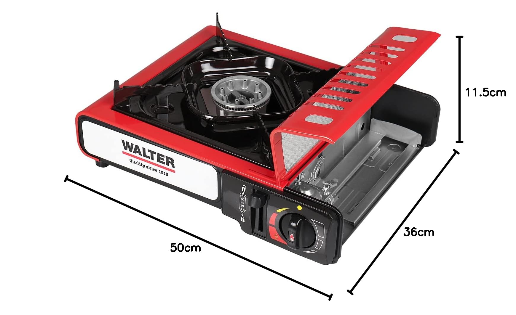 WALTER Campingkocher Gourmet mit Piezo, 2,2 kW Leistung | Zuverlässiger Gaskocher für Outdoor-Abenteuer, Einfach zu bedienen, Kompaktes Design, Zum Kochen beim Camping und unterwegs
