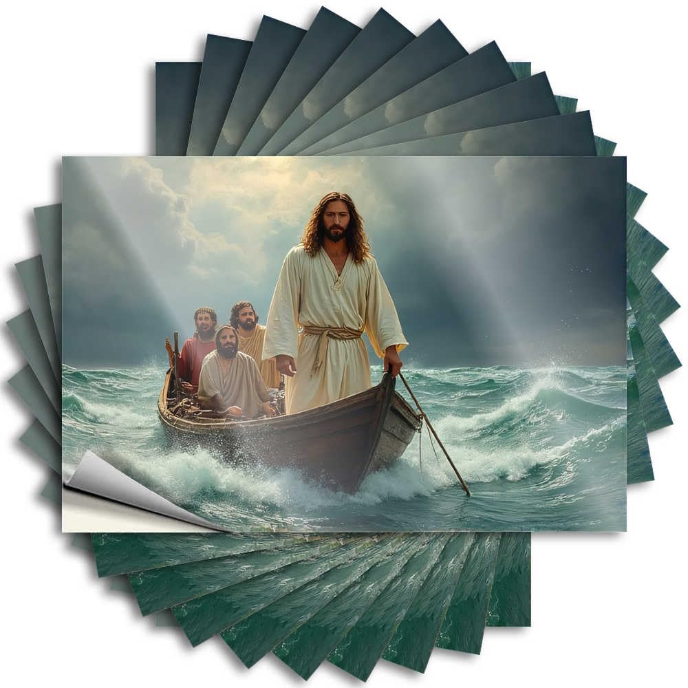 Abipuir Stickers for Your Car Jesus Walking On Water with Disciples Stickers 10Pcs Stickers for Cars Bar Signs for Home Decor(12X18CM)
