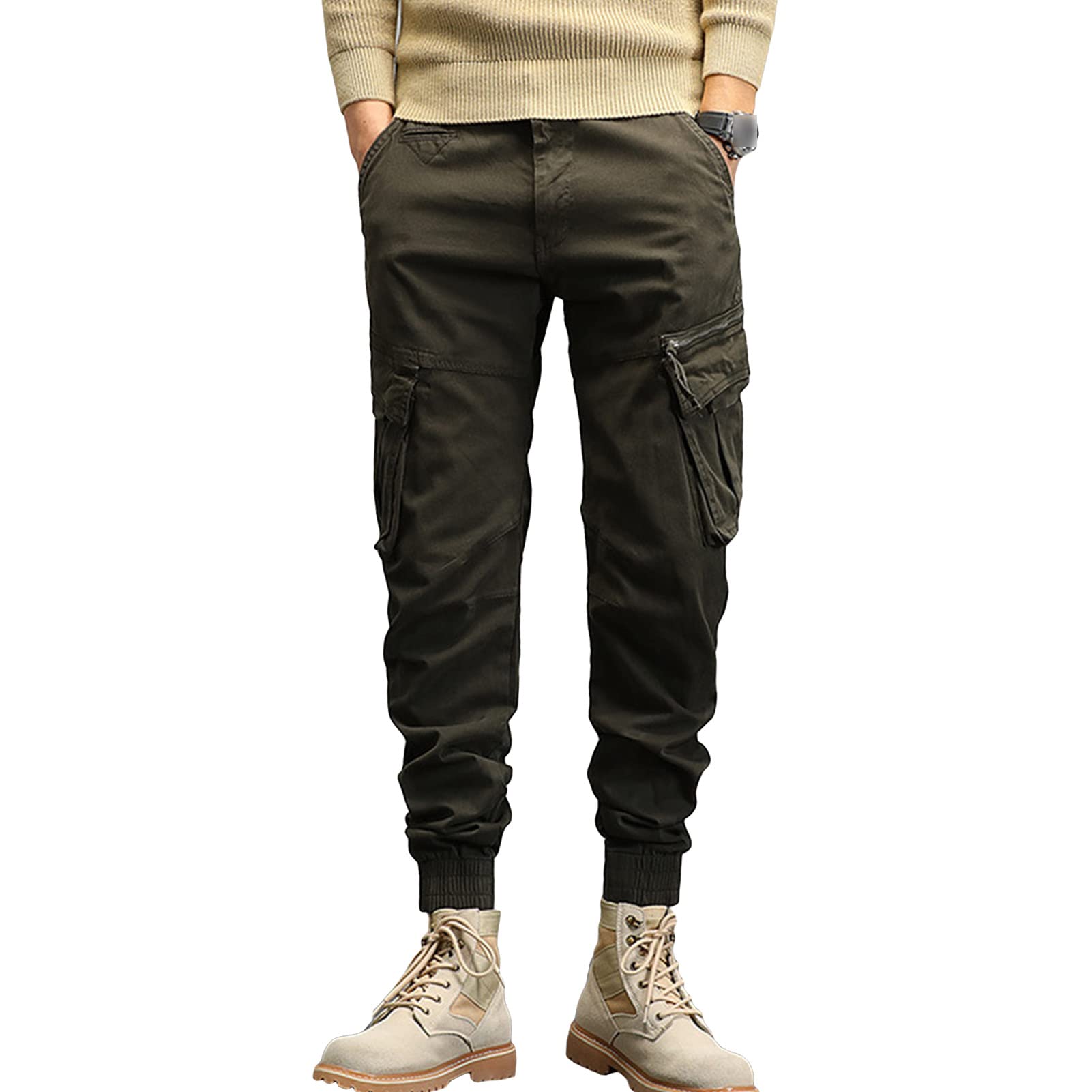 Pantalon de jogging extensible homme coupe droite en coton respirant printemps