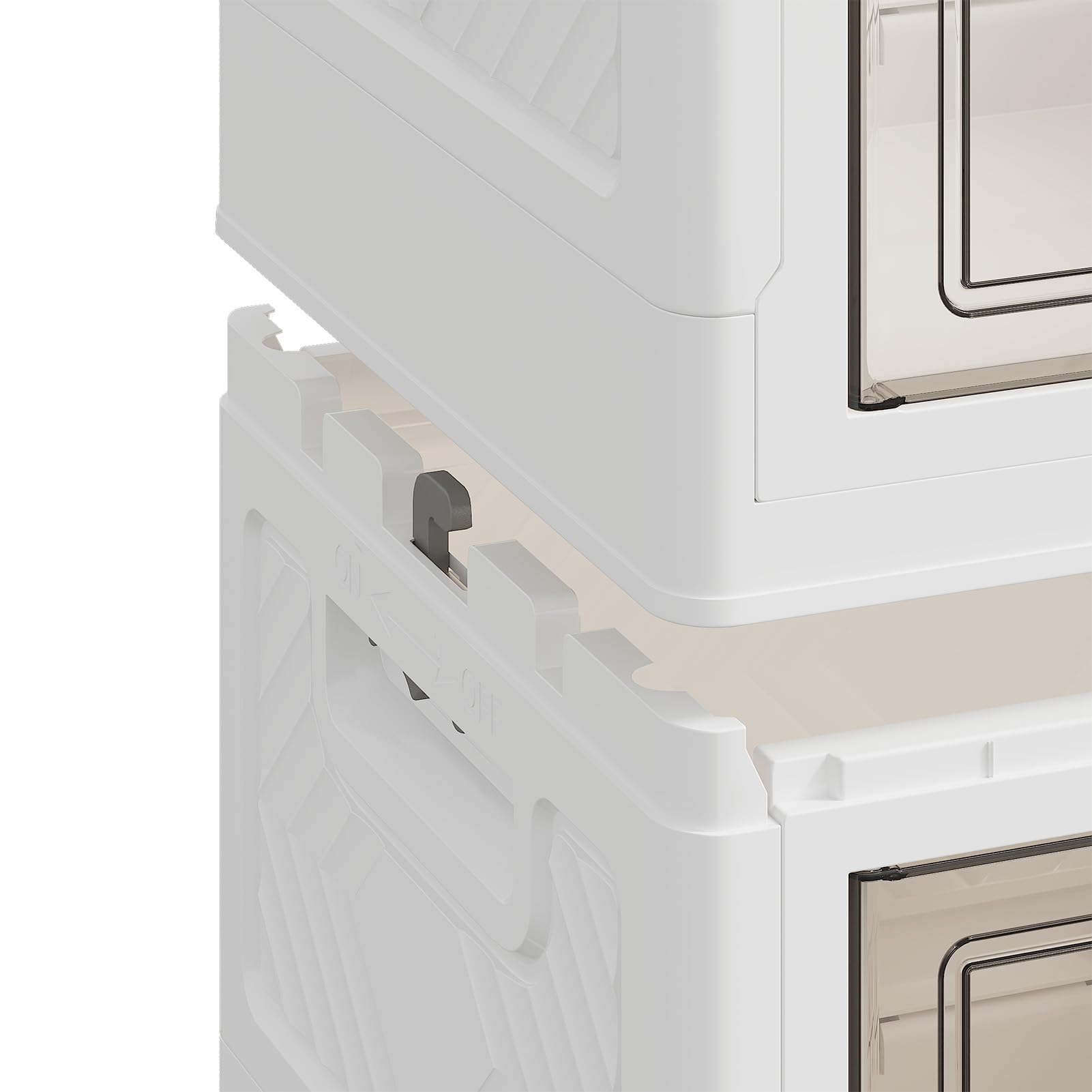 Zusammenklappbare Aufbewahrungsbox mit Doppeltür, 40L*5, weiß, auf Rollen | 45cm zusammenklappbare Aufbewahrungsbehälter aus Kunststoff mit Rollen als Schrankorganizer für das Homeoffice, 5 Ebenen
