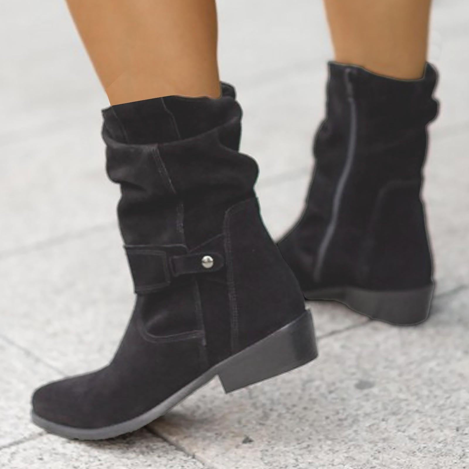 Botas por Encima de la Rodilla Elegantes Botines Media Pantorrilla con Cremallera Lateral de Acabado Suave. Diseño Moderno para Fiestas otoño.