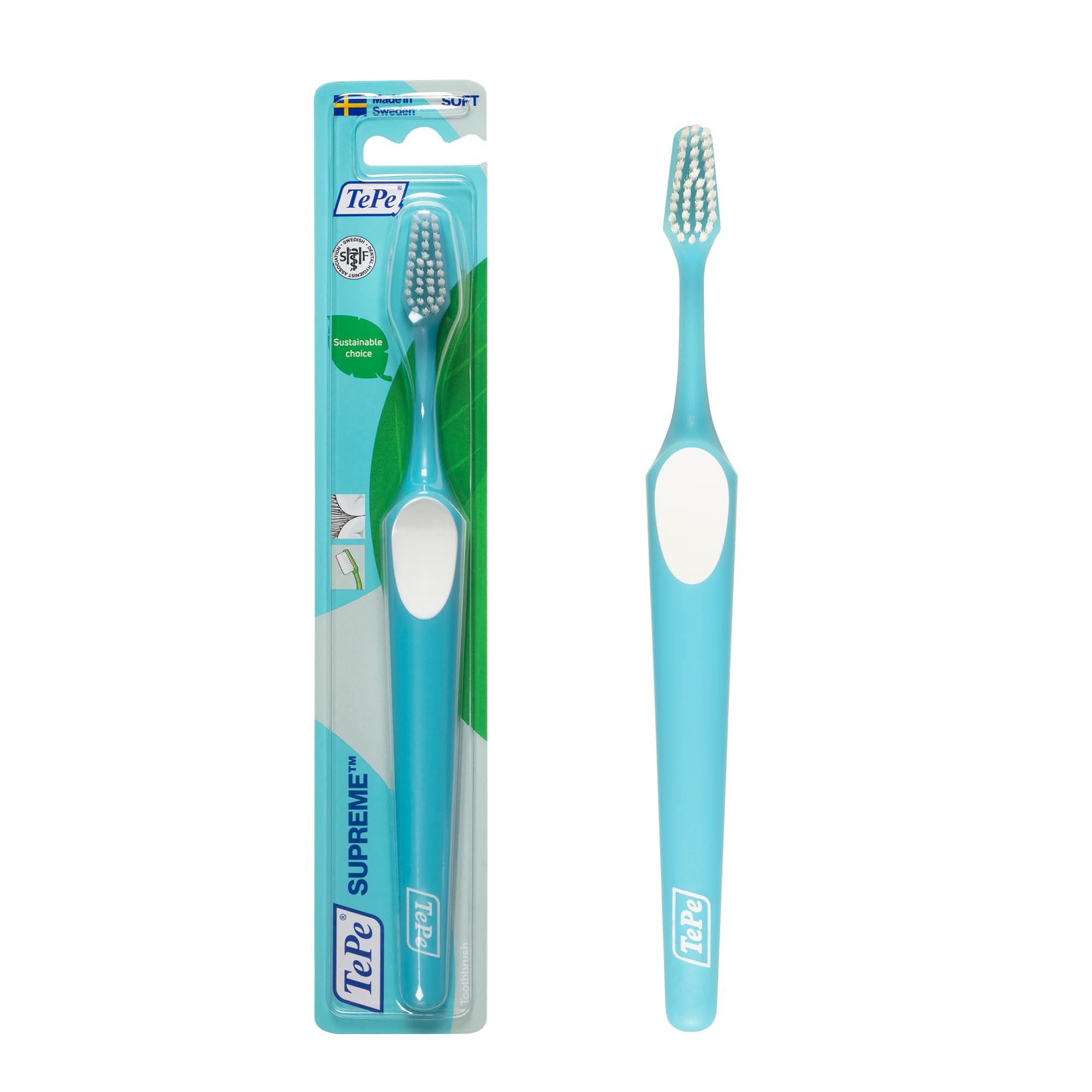 TePe Supreme Toothbrush, Soft, Assorted Colours, 1pc, efficient Cleaning with Two-Level filaments, Soft Bristle Toothbrush for Adults