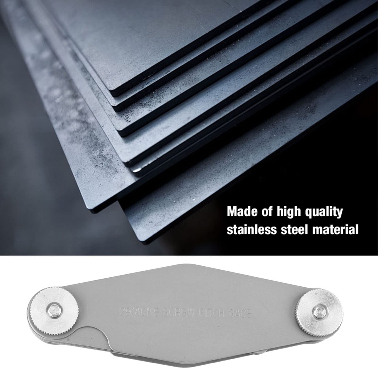 ANKROYU Thread Gauge, Carbon Steel Pitch Cutting Gauge Measuring Tool, High Hardness Thread Screw Pitch Gage for Industrial Measurement (29 Degree T-Shaped Thread Template)