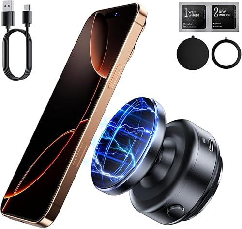 Miniatura 11 de Soporte magnético de succión eléctrica para teléfono MagSafe, soporte magnético ajustable de 360° para teléfono celular, plegable y portátil para