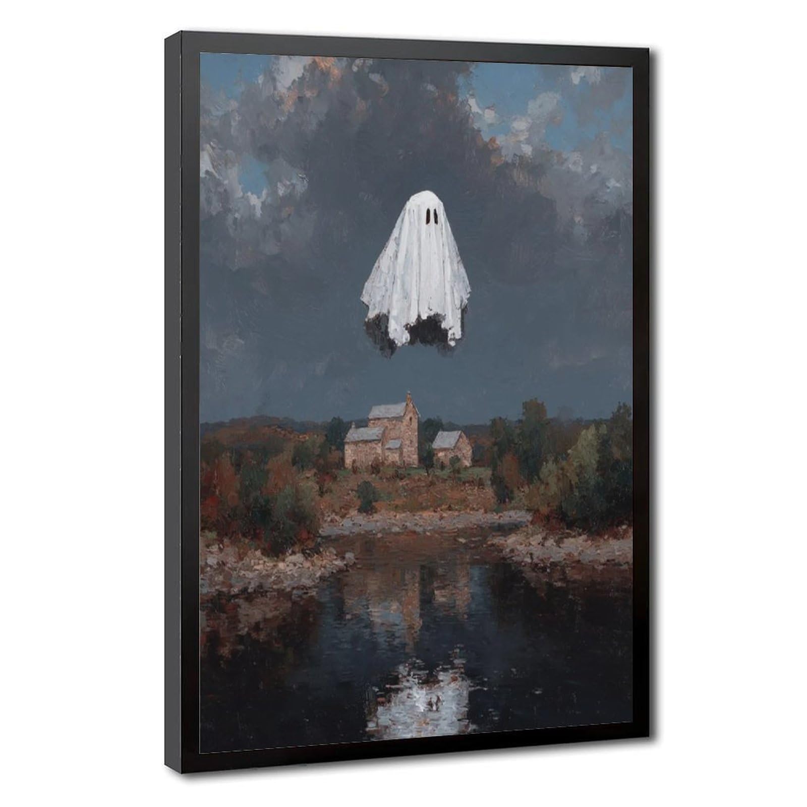 Bareronor Flying Ghost Canvas Poster Bedroom Decor Landscape Office Room Decor Gift 8" L X 12" W