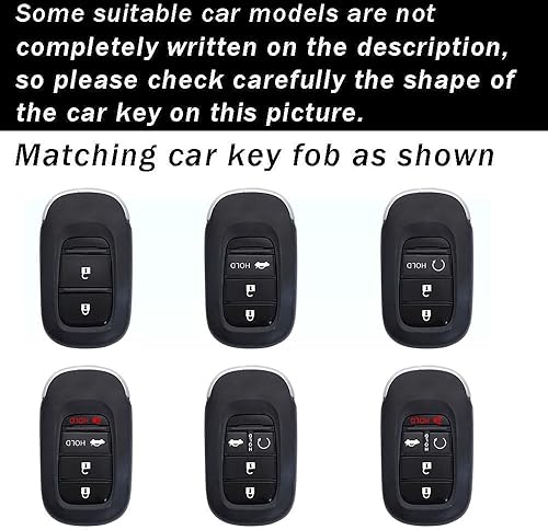 Miniatura 2 de ontto Funda de cuero para llavero con llavero de metal para llave de automóvil, compatible con Honda Accord Civic HR-V CR-V Pilot Sport SI EX EX-L